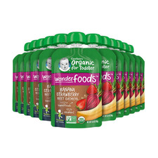 Organic Baby Food Pouches, Toddler, Wonderfoods, Banana Strawberry Beet  Oatmea