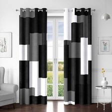Black Grey 100 Blackout Curtains for Bedroom 84 inch Long 2 Panels Set White...