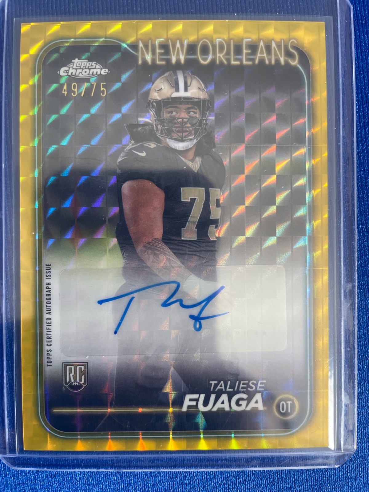 Taliese Fuaga Topps Chrome Rookie Autographs Variations #RATFU Yellow Geometric