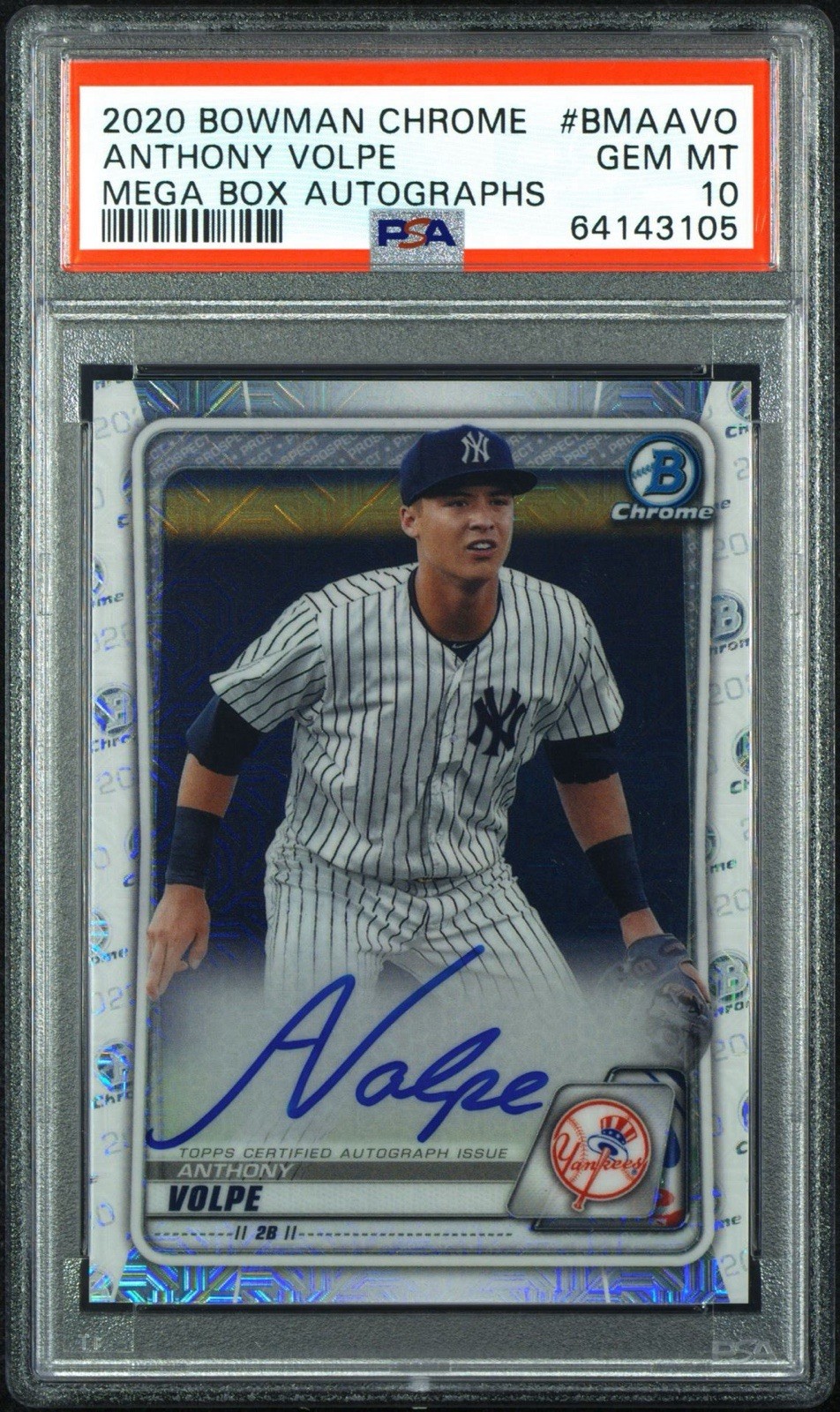 2020 Bowman Chrome Mega Box Autographs Auto Anthony Volpe PSA 10