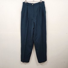 Vintage 90s Liz Claiborne Wool Pleated Trouser Pants Dark Teal High Rise Size 8