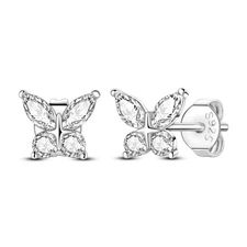 MULA European 925 Sterling Silver Stud Earrings 5A CZ Butterfly Women Jewelry