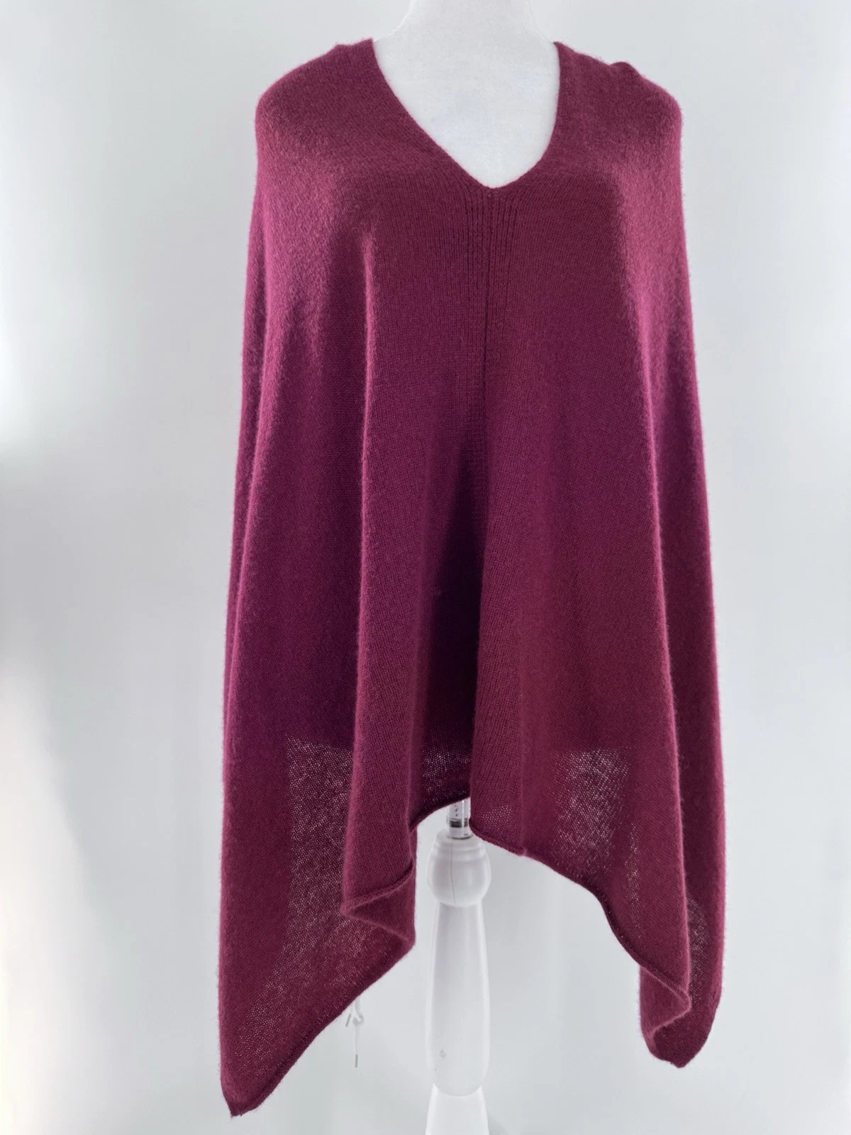 Hannah Rose 100% Cashmere Shawl Poncho Sweater Topper One Size Purple Pink