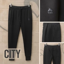 RBX Men's Joggers Pants Size M. Black Fleece Drawstring Sweatpants Workout READ