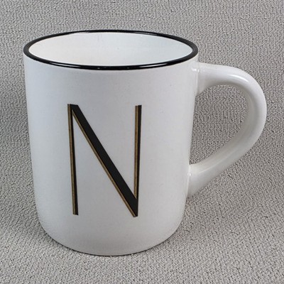 Threshold Monogram Initial N Coffee Mug Personalized Black White 