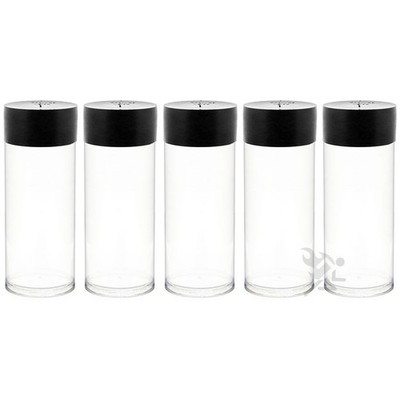 5 Black Cap Capsule Storage Tubes for SML Model - ''A'' Air-Tite Coin Holders