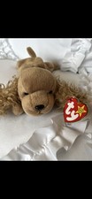 RARE RETIRED 1997 TY BEANIE BABY SPUNKY THE DOG WITH PE PELLETS/TAG ERRORS