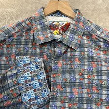 Robert Graham Shirt L DANIELSON Floral Check Flip Cuff Classic Fit