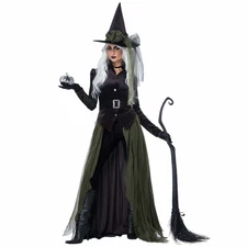 Gothic Witch Wicked Wizardess Sorceress Enchantress Halloween Womens Costume