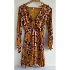 Free People Morning Light Multicolor Floral Long Sleeve V-Neck Mini Dress Size 2