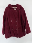 Sonoma Life Style Womens XL Burgundy Corduroy Double Breasted Hooded Jacket Y2K