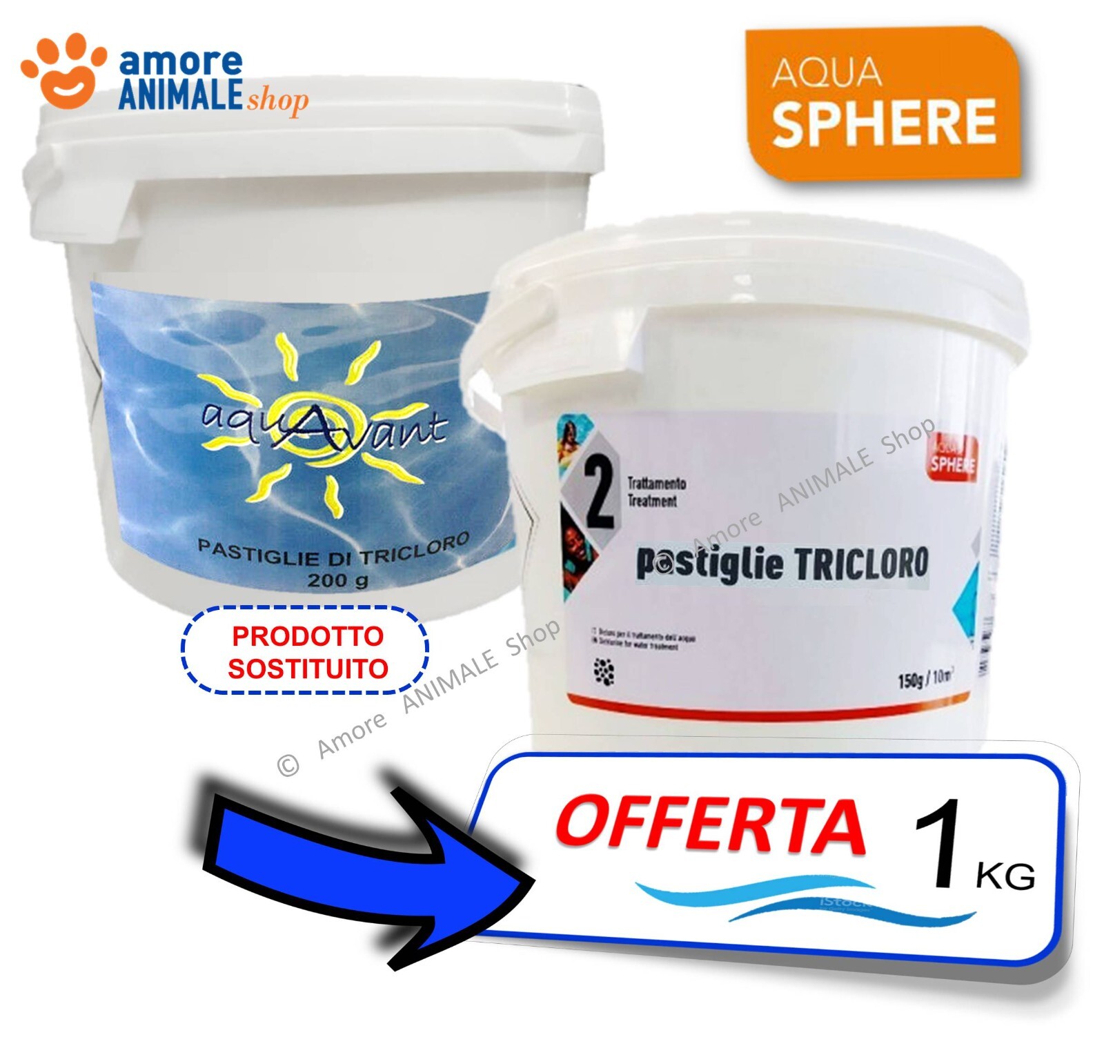 Aqua Sphere TRICLORO 90% Pastillas → 1 / 25 kg Cloro Lento Para Piscina