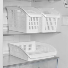 White Fridge Storage Box Plastic Container Holder Tray Fruits Veg Food Rack Sets