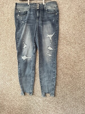 Torrid Skinny Super Soft High Rise Jeggings Typhoon Rip Blue Women s Size 16