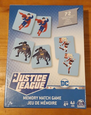  DC Justice League Memory Match Card Game 72 Cards Ages 4+  New SEALED 