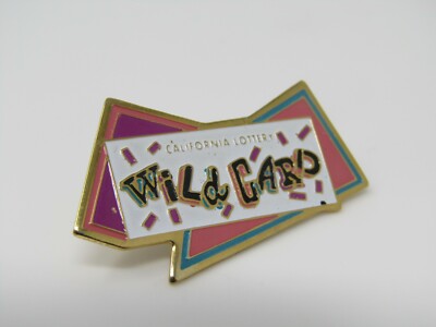 Vintage California Lottery Wild Card Enamel Lapel Pin 80s 90s Style Promo Badge