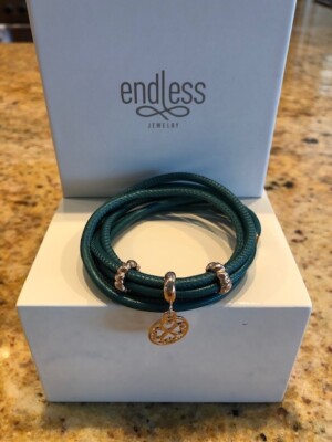 Endless Jewelry Turquoise Leather Bracelet Double 7.0'' w/ Bonus New - Free Ship