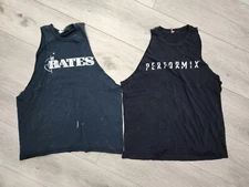 Vintage Muscle Tank Tops 80s Black Gym Rat Comp bates performix rhone cut 