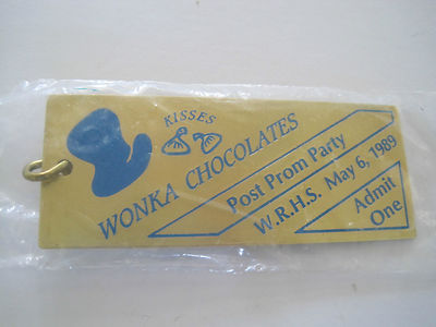 Key Chain Wonka Chocolates 1989 Post Prom Party Admit One W.R. High School