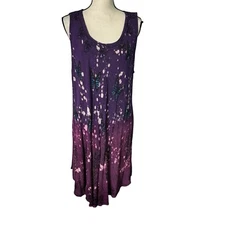 Greater Good Sundress  Free Size Plus PurpleButterfly Tie Dye Beaded Boho Hippie