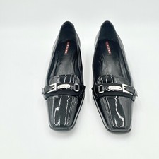 PRADA Pumps Heel Leather Black EU38.5/US 8
