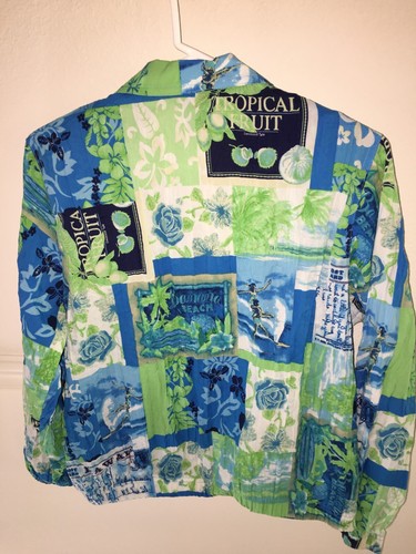 WOMENS AQUA BLUE WHITE LIME BLACK KORET CASUAL CAREER JACKET WIND SIZE PS 44" - Picture 4 of 5