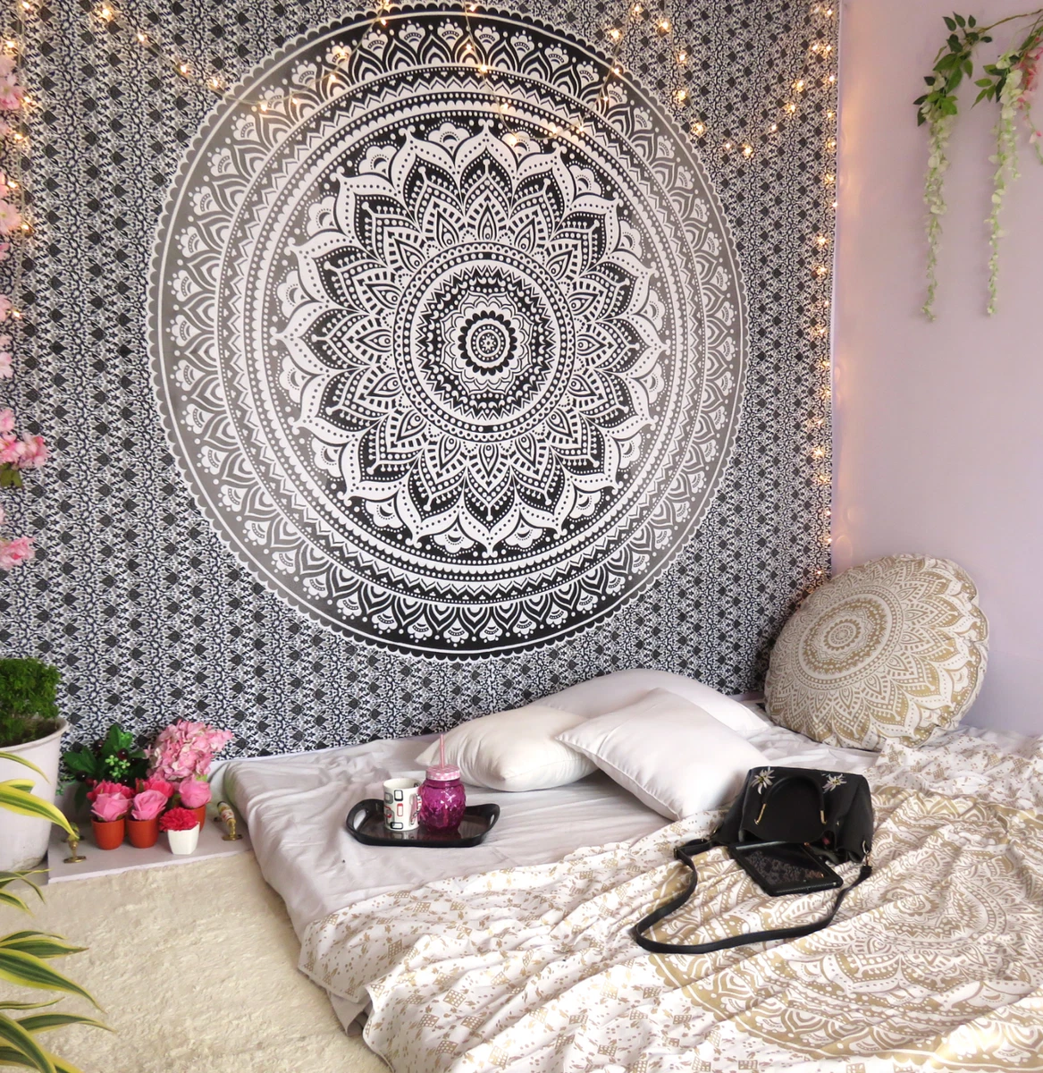 Indian Large Ombre Mandala Tapestry Wall Hanging Throw Dorm Bed Tapestries  UK