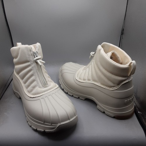 Sperry Women's Duck Float Zip Seacycled Boot 8.5M Ivory