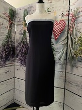 M&S Shift Dress Midi Lined Navy/ White Size 10