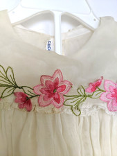 Vintage Baby Girls CI CASTRO Embroidered Flower Dress Infant 0-3 Mo.
