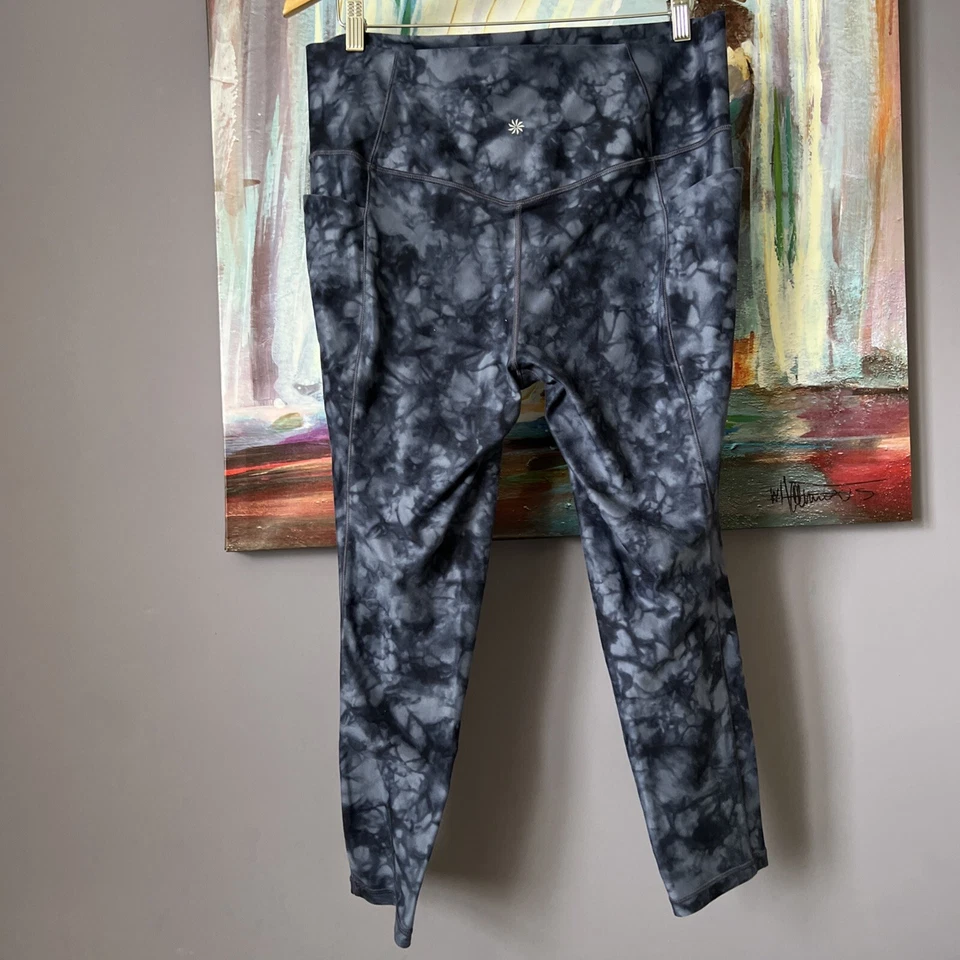 Leggings ajustados Athleta para mujer talla XL bolsillo azul tie dye💖 Foto 2 de 4