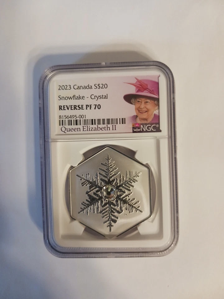 2023 Canada Snowflake  Crystal NGC  Reverse Proof 70 Queen Elizabeth Label RARE  - Image 4 of 4
