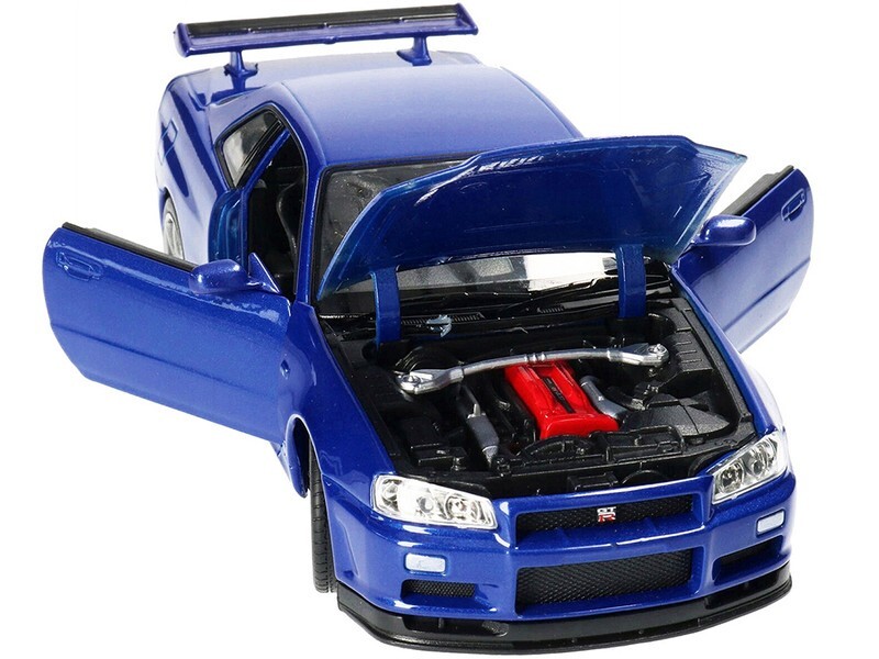 NISSAN SKYLINE GT-R (R34) RHD BLUE 1/24 DIECAST MODEL CAR BY WELLY