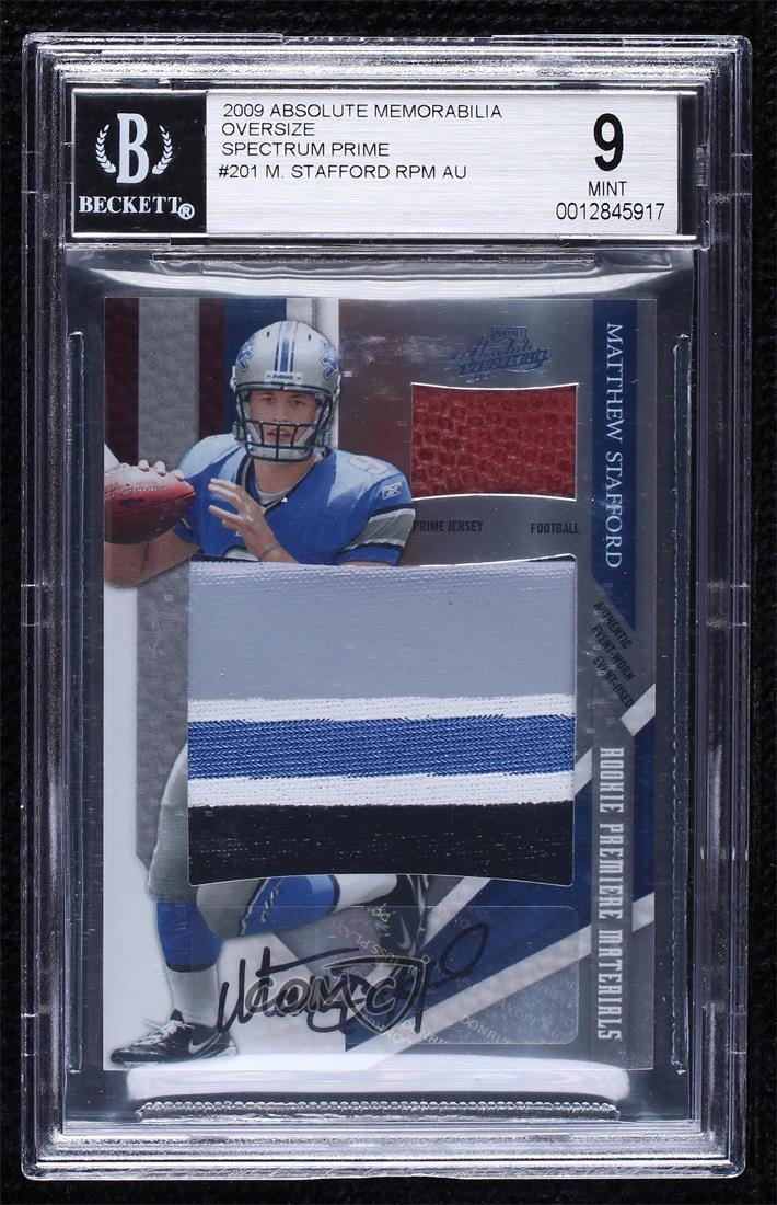 Matthew Stafford Playoff Absolute Memorabilia #201 Rookie Premiere Materials-NFL Spectrum Prime