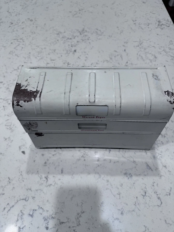 Vintage Art Deco Metal Paper Towel Foil & Wax Paper Wall Mount Dispenser - Image 4 of 4