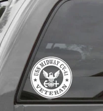 USS MIDWAY CV-41 VETERAN Vinyl Window Decal U.S. NAVY
