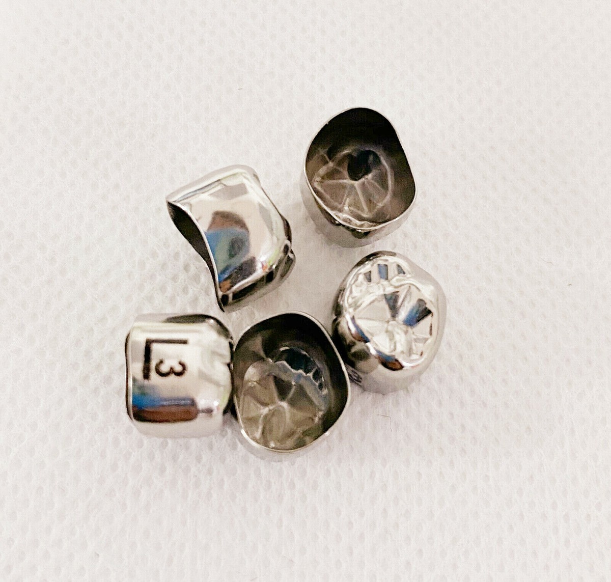 5-Piece Dental Molar Crown Set - Stainless Steel Preformed Adult Crowns - All Sizes 5 thumbnail image