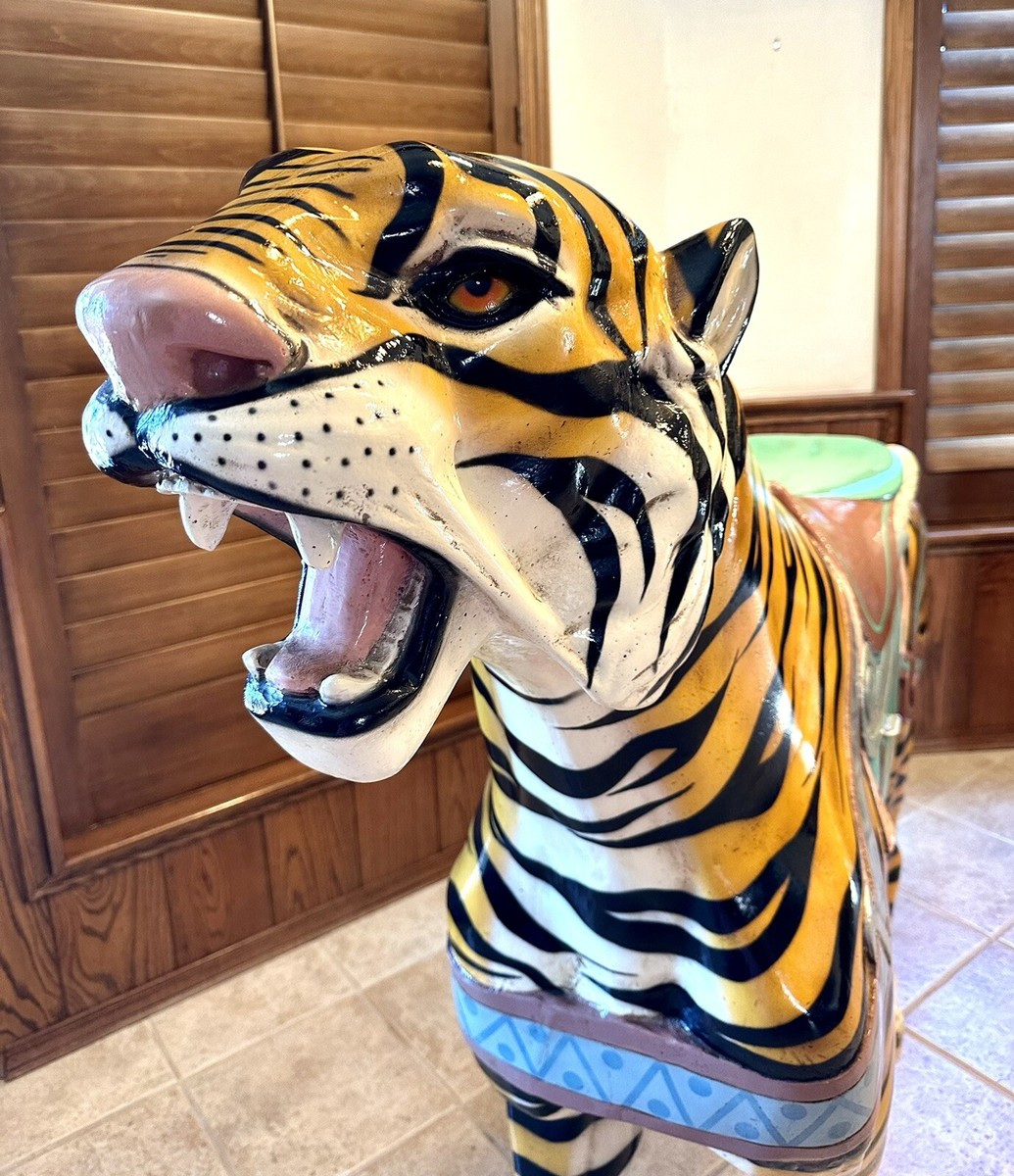 Vintage Large Scale Carousel Tiger Muller Dentzel Company Cast