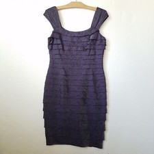 London Times Womens 10 Y2K Tiered Dress Sleeveless Cocktail Evening Event Purple