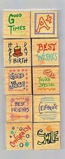 10 Mini Rubber Stamps Sentiments