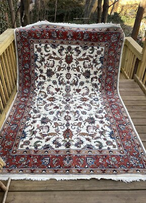 Vintage Handmade Oriental Rug Birds of Paradise 