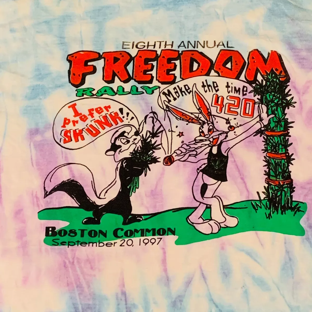 Vintage 90s Looney Tunes Weed Parody Shirt Shroomy Tunes Bugs