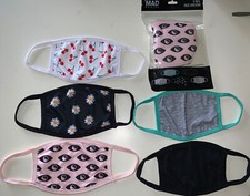 MAD Engine Adult 5-Pack Washable Fabric Face Covering Masks DITSY PRINTS Lot