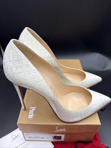 Christian Louboutin Pigalle Follies Patent Coquillage White Heels Uk 7.5 Eu 40.5