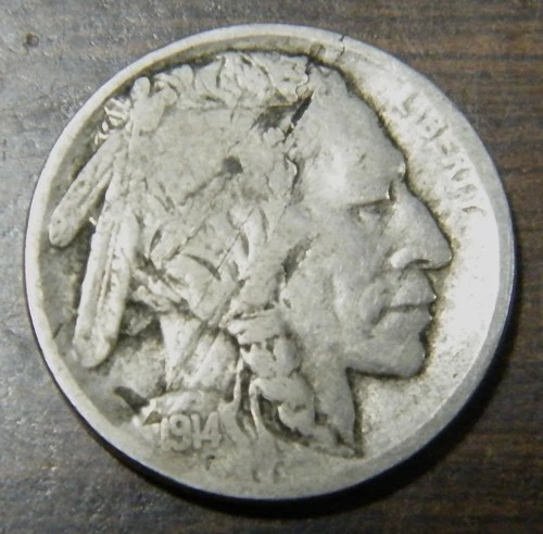 1914-S Buffalo Nickel grades VG Very Good  Lamination on the Obverse