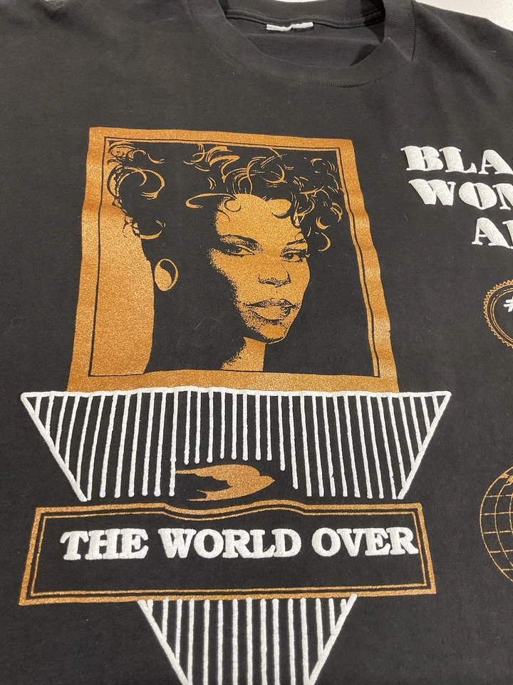 Camiseta Vintage Negra Mujer Are #1 Talla XL Negra Historia Puff Estampado Hip Hop Años 90 Foto 2 de 4