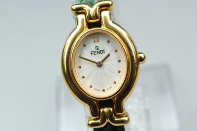 Exc+5] Vintage FENDI 640L Chameleon Quartz 24mm green belt Women's