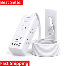 10Ft Surge Protector Power Strip with USB Ports - 6 AC  4 USB Charging