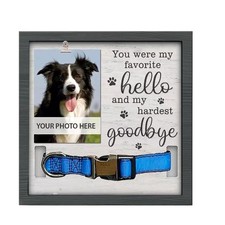 Pet Memorial Picture Frame with Collar Holder Wood Tabletop Display Dog Collar