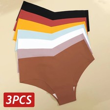 Seamless Low Rise Panties Women's V Waist Briefs Breathable Soft Comfort 3 Pcs